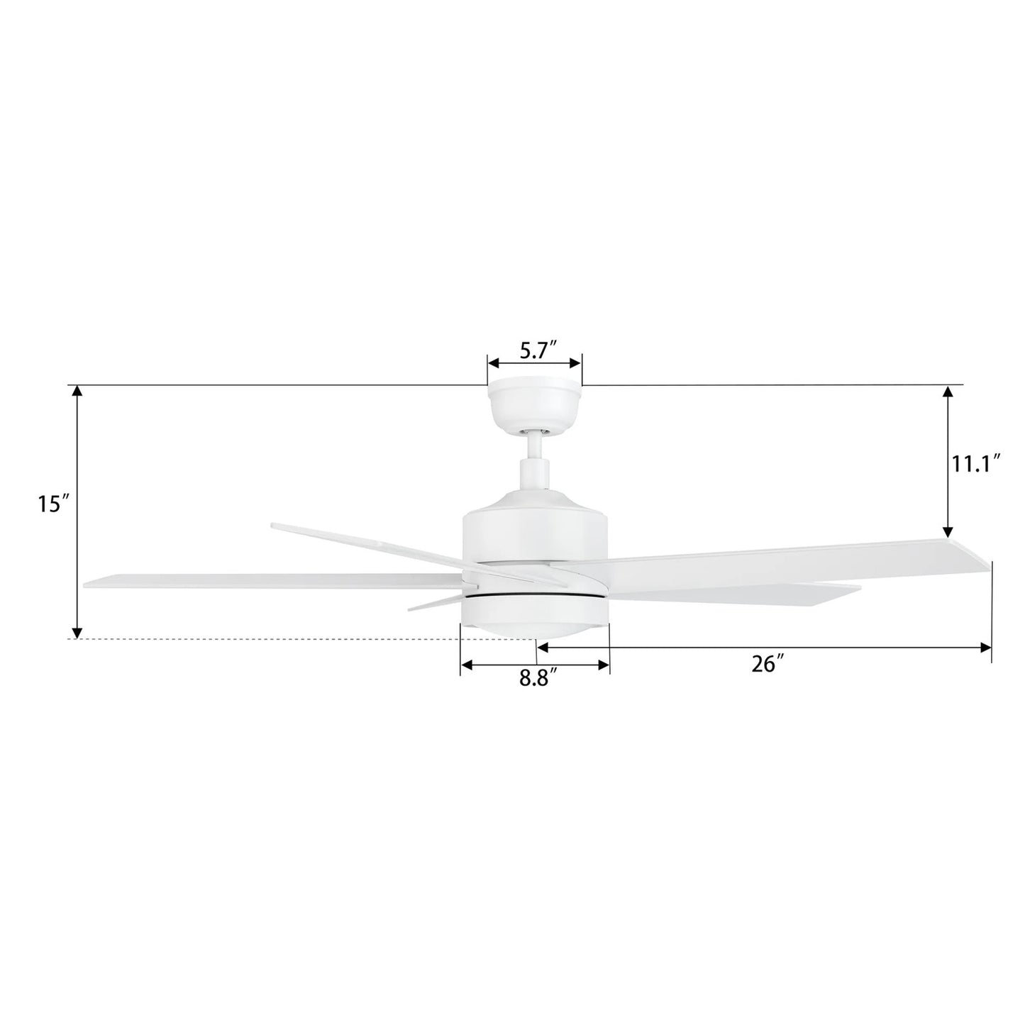 Carro Santana 52in 5-Blade Ceiling Fan | White Plywood Blades with Integrated LED | Indoor Living Room & Bedroom | 52 x 52 x 15 | Model CFW525E5-L11-W1-1