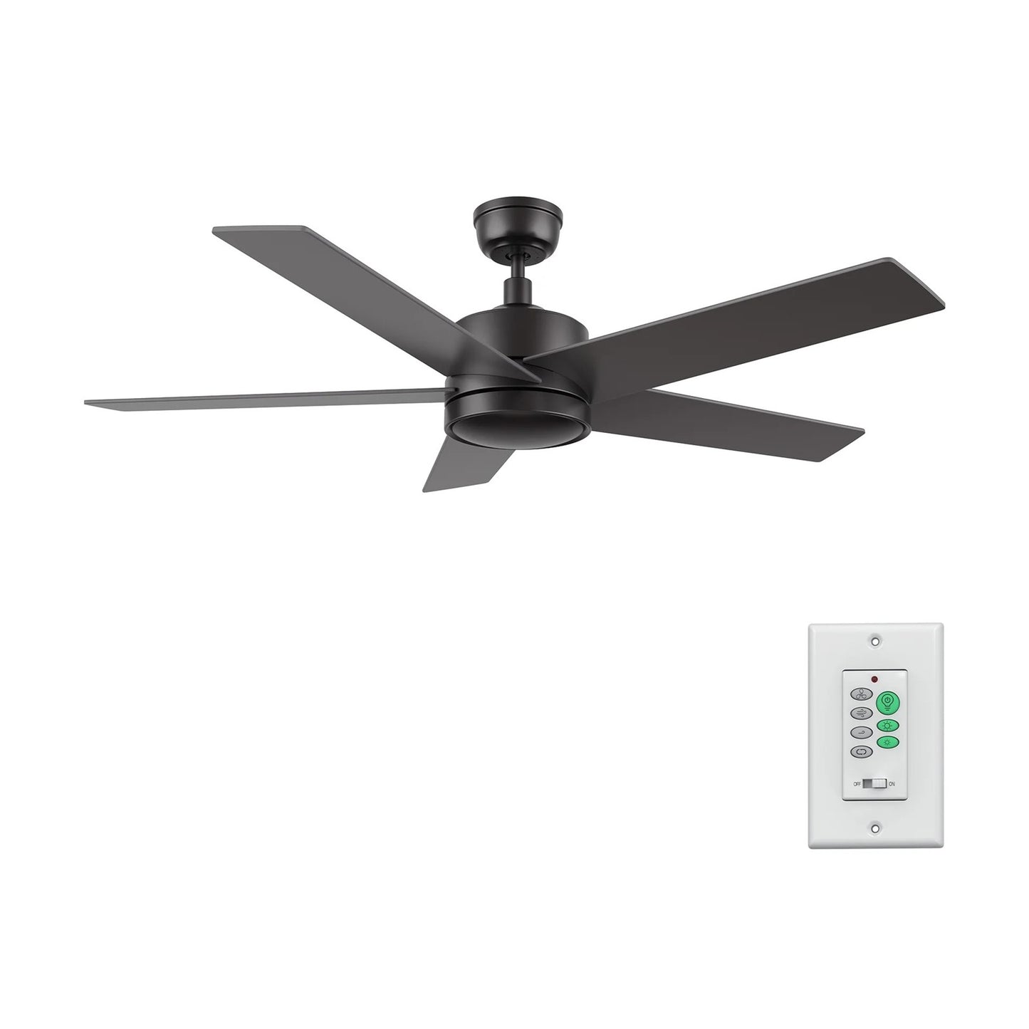 Carro Santana 52in 5-Blade Ceiling Fan | Black Plywood Blades with Wall Control | Indoor Living Room & Bedroom | 52 x 52 x 15 in | Model CFW525E5-N10-B2-1
