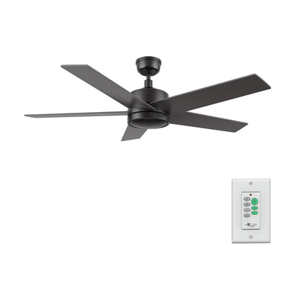Carro Santana 52in 5-Blade Ceiling Fan | Black Plywood Blades with Wall Control | Indoor Living Room & Bedroom | 52 x 52 x 15 in | Model CFW525E5-N10-B2-1