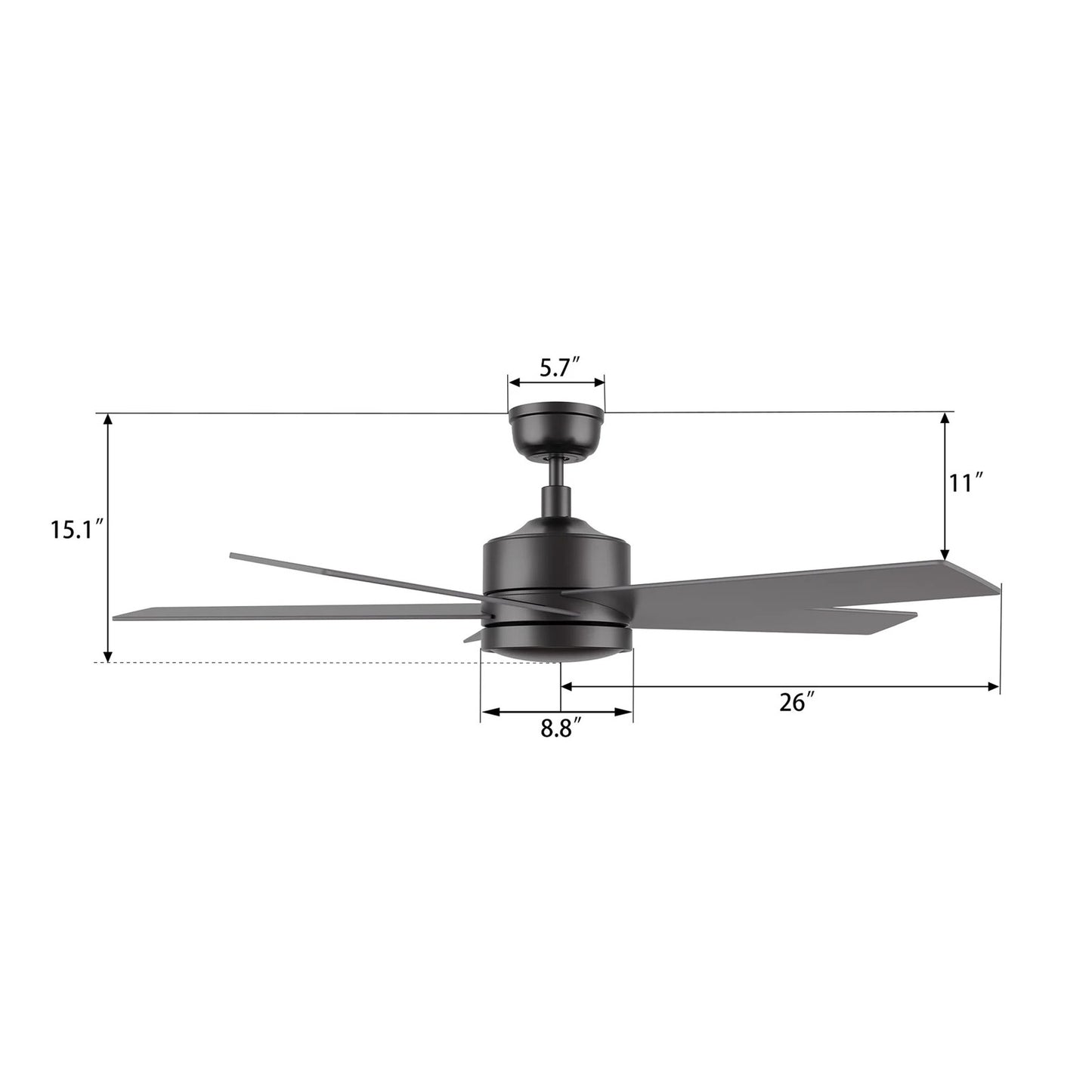 Carro Santana 52in 5-Blade Ceiling Fan | Black Plywood Blades with Wall Control | Indoor Living Room & Bedroom | 52 x 52 x 15 in | Model CFW525E5-N10-B2-1