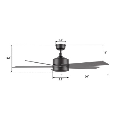 Carro Santana 52in 5-Blade Ceiling Fan | Black Plywood Blades with Wall Control | Indoor Living Room & Bedroom | 52 x 52 x 15 in | Model CFW525E5-N10-B2-1