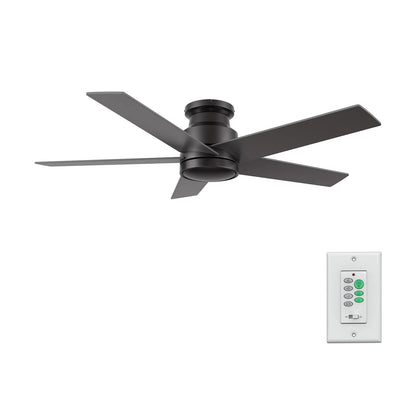 Carro Santana 52in Flush Mount Ceiling Fan | Modern Black Plywood Blades | Indoor Living Room & Bedroom | 52 x 52 x 11 in, DC | Model CFW525E5-N10-B2-1-FM
