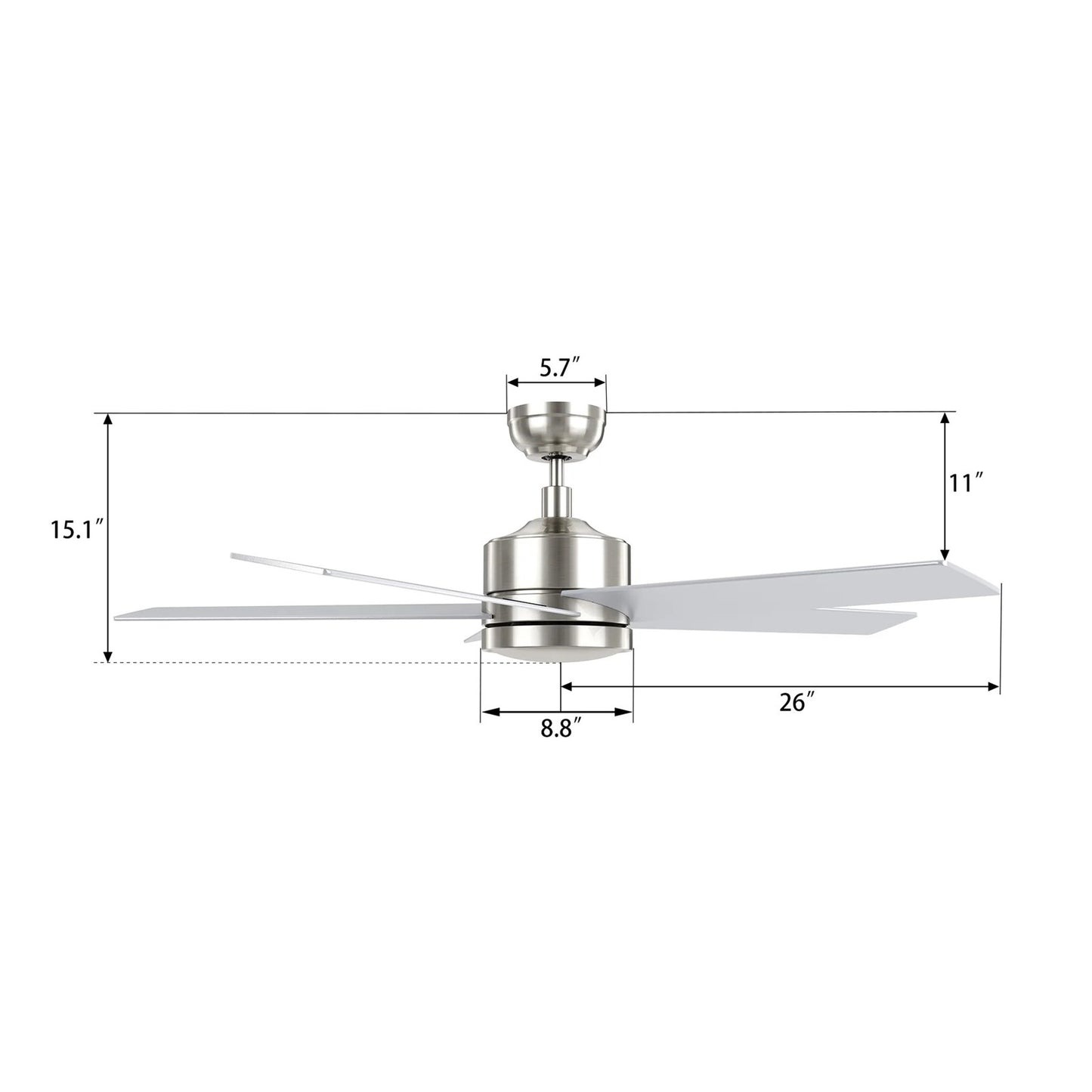 Carro Santana 52in Ceiling Fan | Modern Brushed Nickel Plywood Blades | Indoor Living Room & Bedroom | 52 x 52 x 15 in, DC | Model CFW525E5-N10-SJ-1