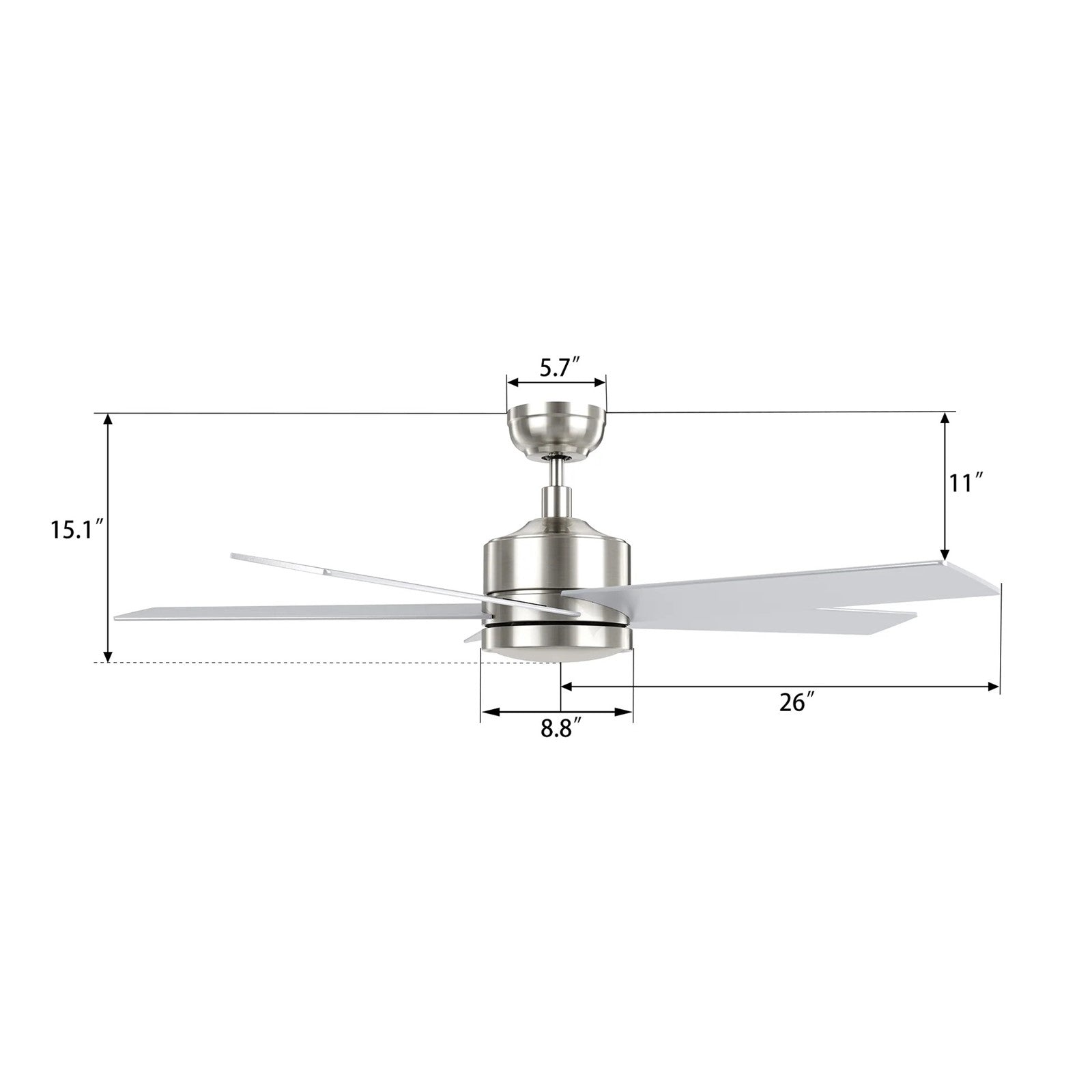 Carro Santana 52in Ceiling Fan | Modern Brushed Nickel Plywood Blades | Indoor Living Room & Bedroom | 52 x 52 x 15 in, DC | Model CFW525E5-N10-SJ-1
