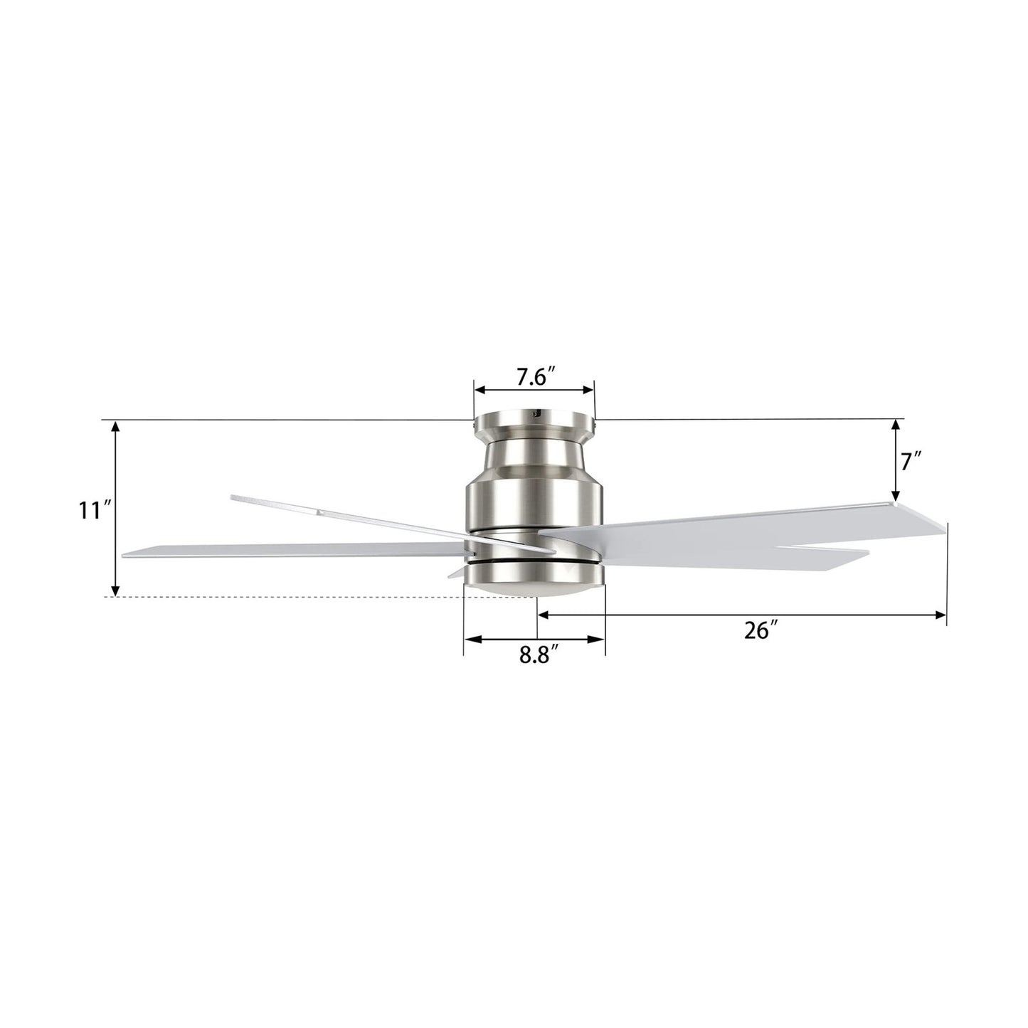 Carro Santana 52in Flush Mount Ceiling Fan | Modern Brushed Nickel Plywood Blades | Indoor Living Room & Bedroom | 52 x 52 x | Model CFW525E5-N10-SJ-1-FM