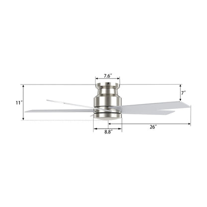 Carro Santana 52in Flush Mount Ceiling Fan | Modern Brushed Nickel Plywood Blades | Indoor Living Room & Bedroom | 52 x 52 x | Model CFW525E5-N10-SJ-1-FM