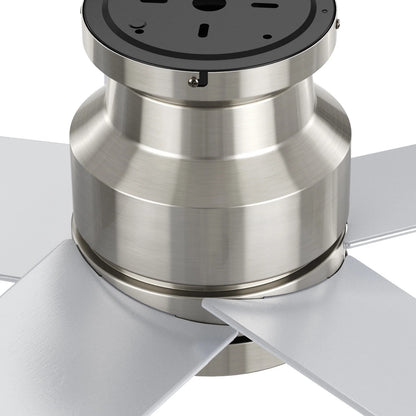 Carro Santana 52in Flush Mount Ceiling Fan | Modern Brushed Nickel Plywood Blades | Indoor Living Room & Bedroom | 52 x 52 x | Model CFW525E5-N10-SJ-1-FM