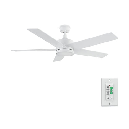 Carro Santana 52in Ceiling Fan | Modern White Plywood Blades | Indoor Living Room & Bedroom | 52 x 52 x 15 in, DC Motor, Wall | Model CFW525E5-N10-W1-1