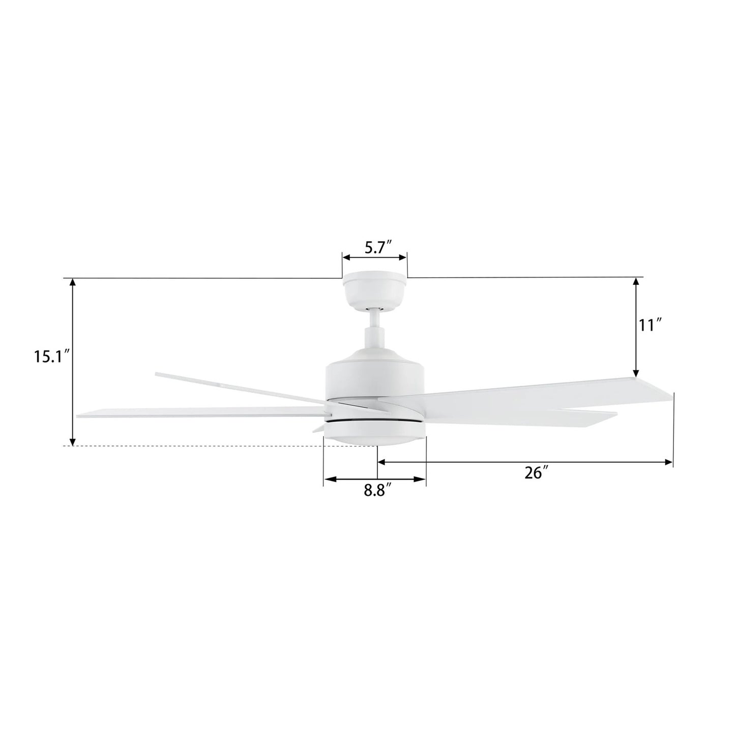 Carro Santana 52in Ceiling Fan | Modern White Plywood Blades | Indoor Living Room & Bedroom | 52 x 52 x 15 in, DC Motor, Wall | Model CFW525E5-N10-W1-1