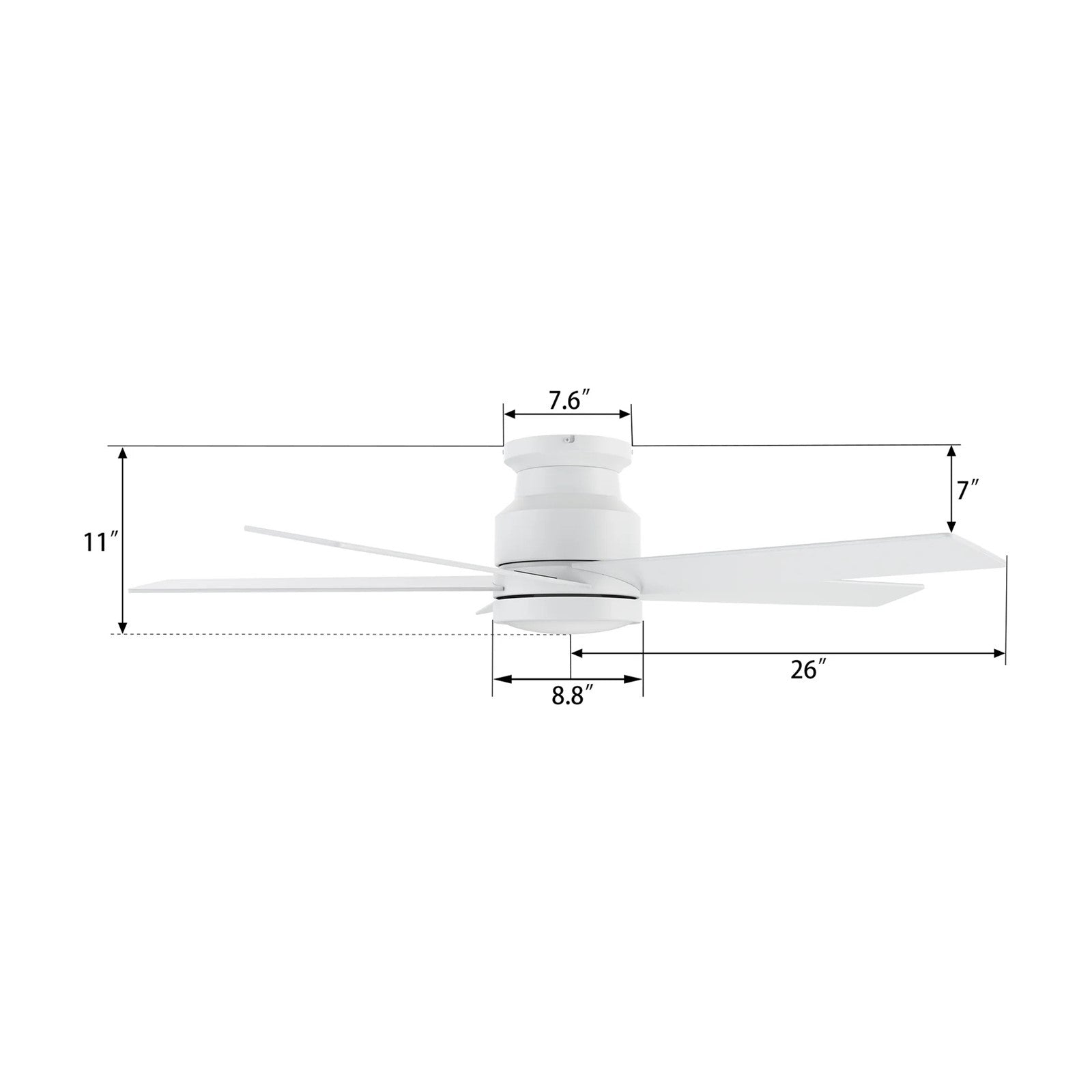 Carro Santana 52in Flush Mount Ceiling Fan | Modern White Plywood Blades | Indoor Living Room & Bedroom | 52 x 52 x 11 in | Model CFW525E5-N10-W1-1-FM