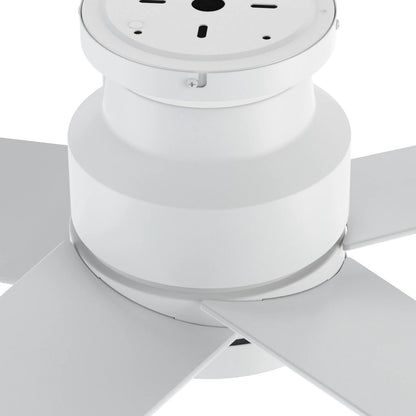 Carro Santana 52in Flush Mount Ceiling Fan | Modern White Plywood Blades | Indoor Living Room & Bedroom | 52 x 52 x 11 in | Model CFW525E5-N10-W1-1-FM