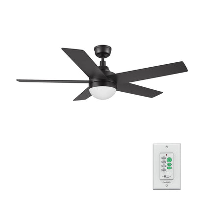 Carro Kimball 52in Ceiling Fan with LED Light | Modern Black Plywood Blades | Indoor Living Room & Bedroom | 52 x 52 x 16.9 in | Model CFW525E6-L11-B2-1