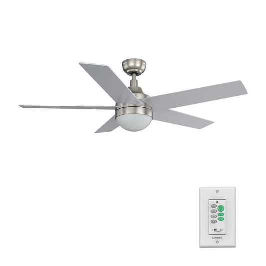 Carro Kimball 52in Ceiling Fan with LED Light | Modern Brushed Nickel Plywood Blades | Indoor Living Room & Bedroom | 52 x 52 x | Model CFW525E6-L11-SJ-1