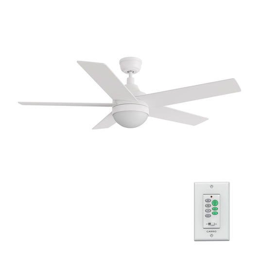 Carro Kimball 52in Ceiling Fan with LED Light | Modern White Plywood Blades | Indoor Living Room & Bedroom | 52 x 52 x 16.9 in | Model CFW525E6-L11-W1-1