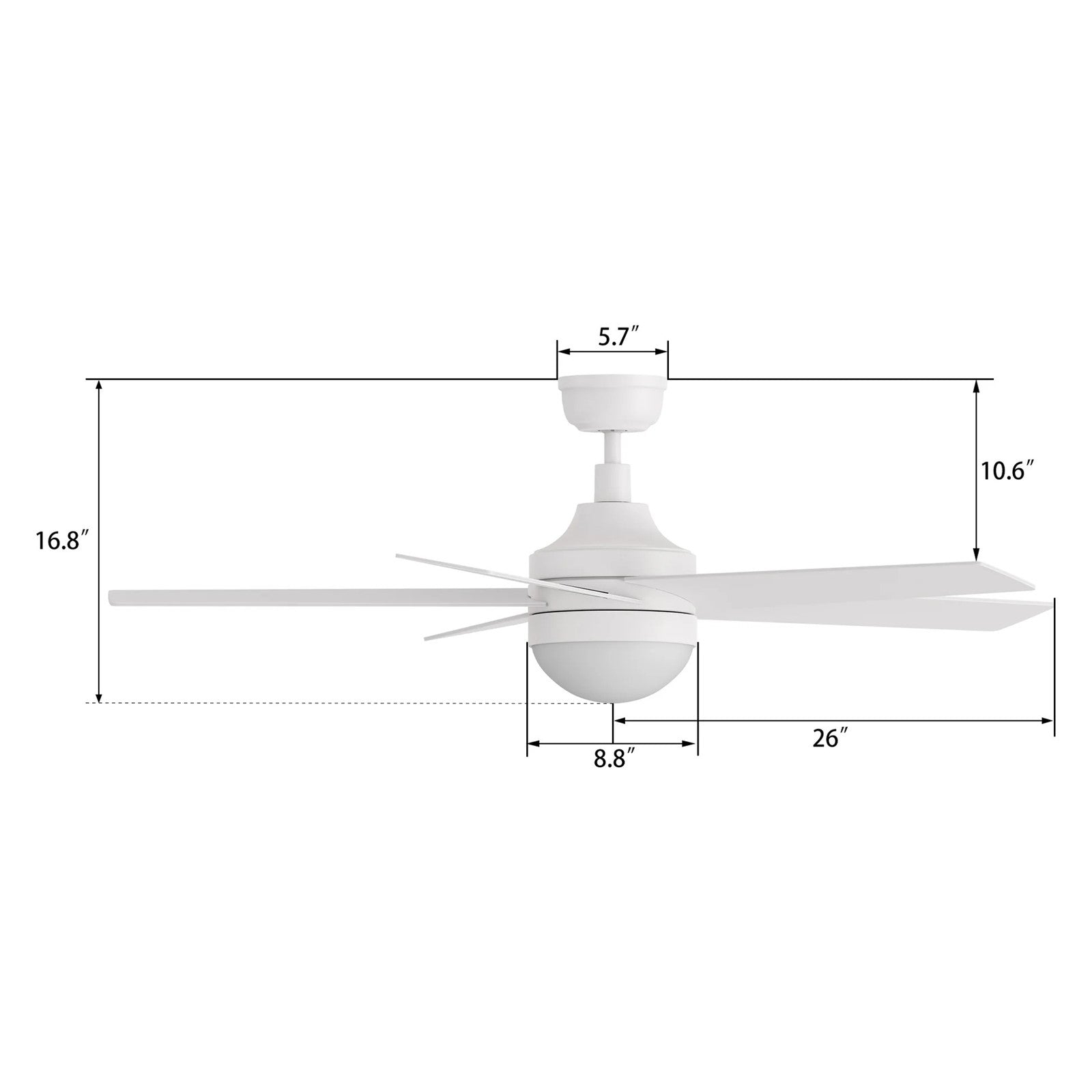 Carro Kimball 52in Ceiling Fan with LED Light | Modern White Plywood Blades | Indoor Living Room & Bedroom | 52 x 52 x 16.9 in | Model CFW525E6-L11-W1-1