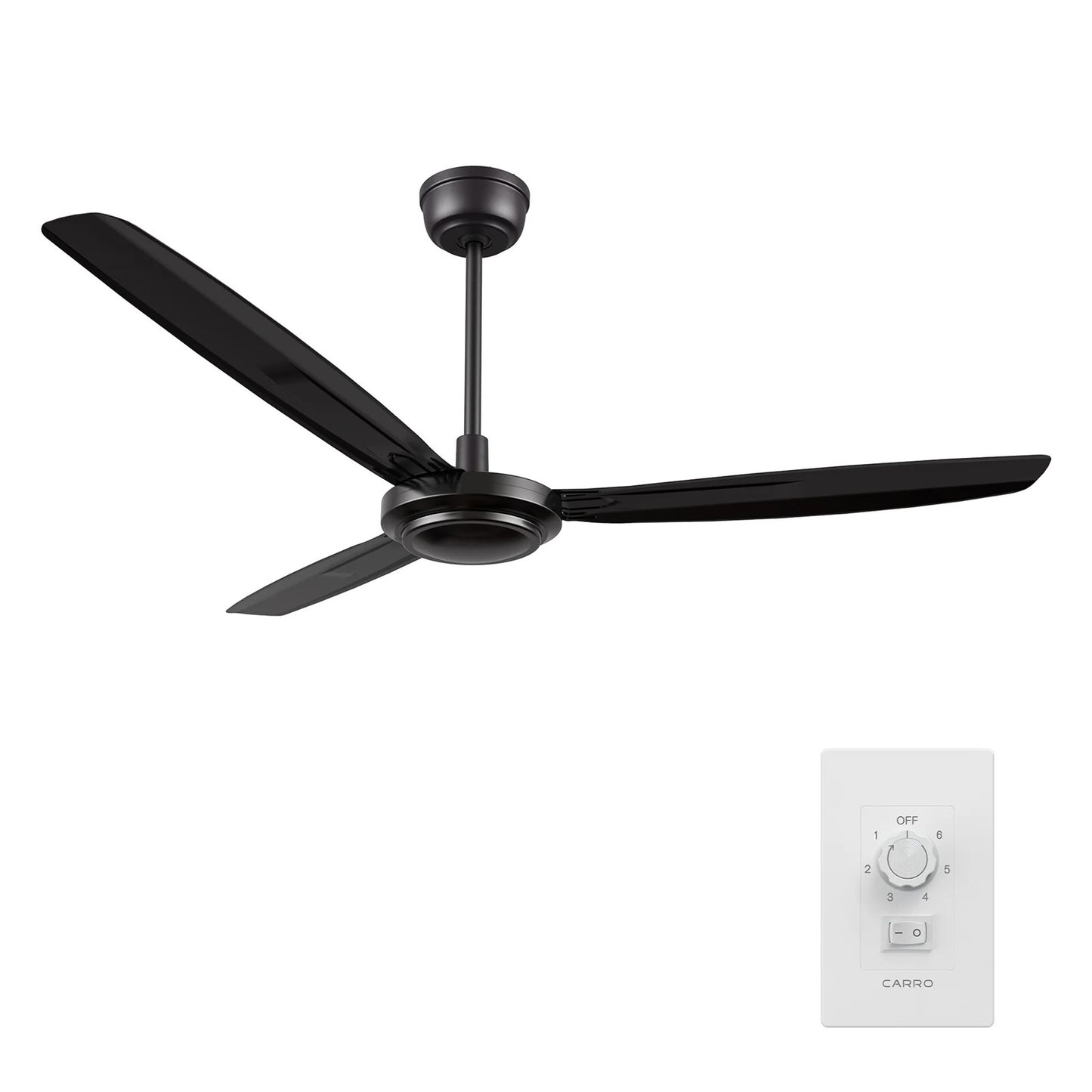 Carro Oberon 56in 3-Blade Ceiling Fan | Industrial Black Metal | Living Room & Bedroom with High Ceilings | 18.3 x 56 x 56 in | Model CFW563Z1-N10-B2-1