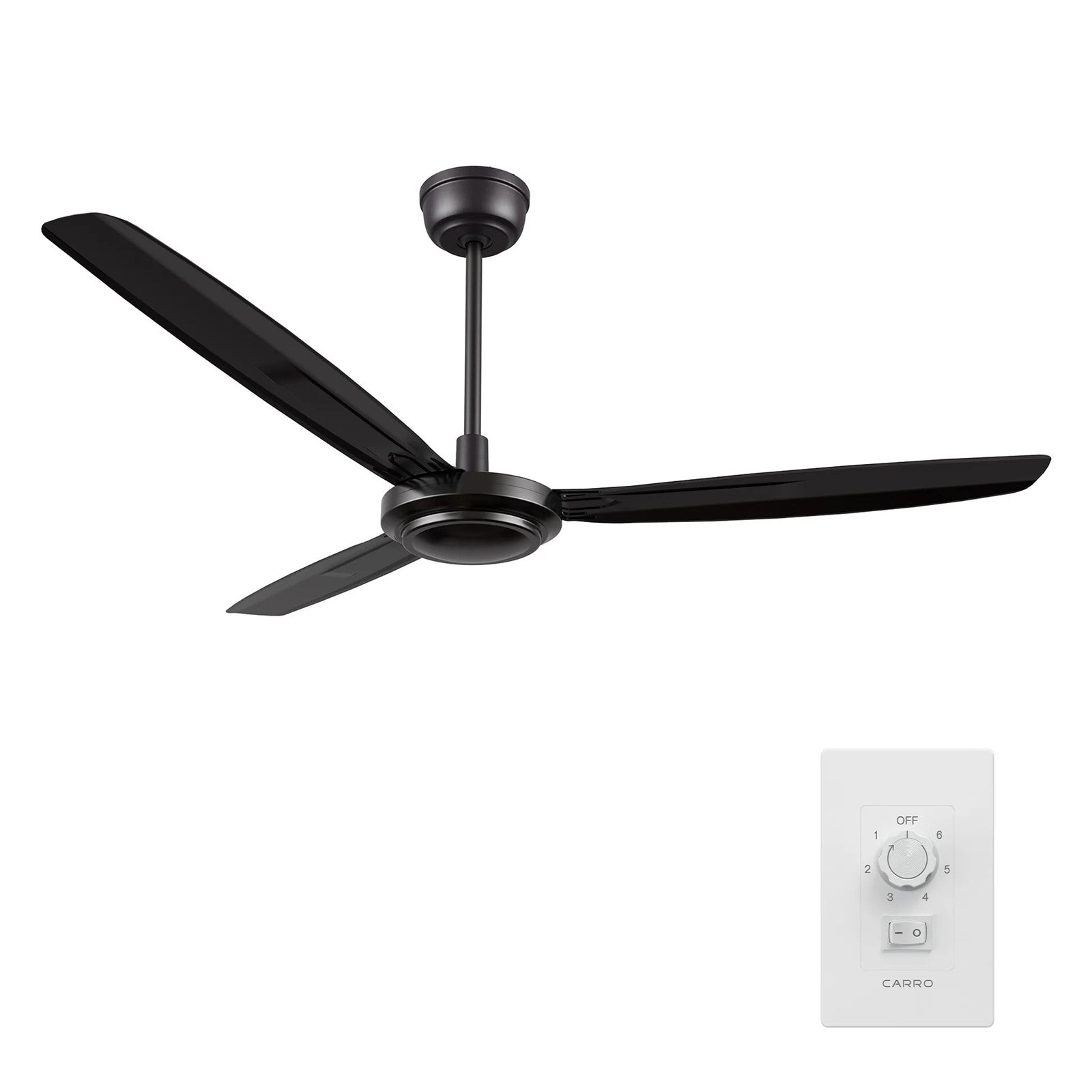 Carro Oberon 56in 3-Blade Ceiling Fan | Industrial Black Metal | Living Room & Bedroom with High Ceilings | 18.3 x 56 x 56 in | Model CFW563Z1-N10-B2-1
