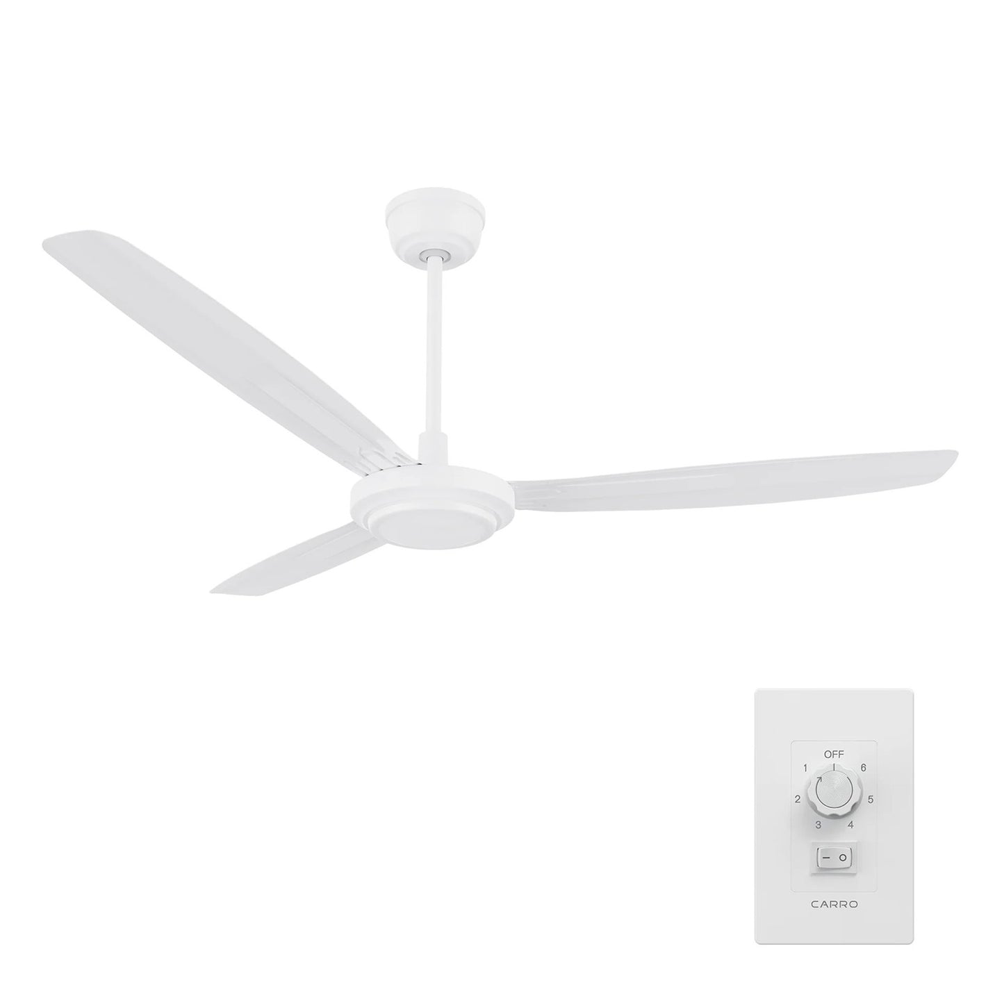 Carro Oberon 56in 3-Blade Ceiling Fan | Industrial White Metal | Living Room & Bedroom with High Ceilings | 18.3 x 56 x 56 in | Model CFW563Z1-N10-W1-1