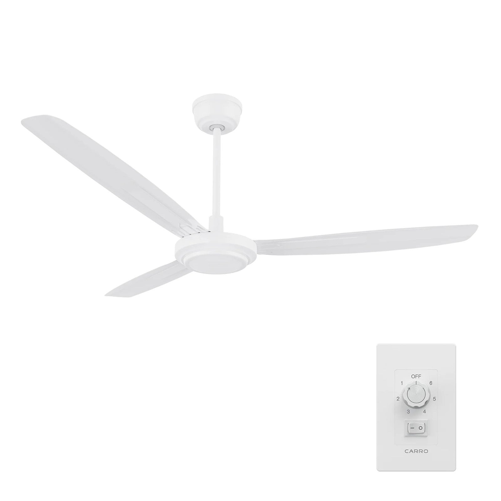 Carro Oberon 56in 3-Blade Ceiling Fan | Industrial White Metal | Living Room & Bedroom with High Ceilings | 18.3 x 56 x 56 in | Model CFW563Z1-N10-W1-1