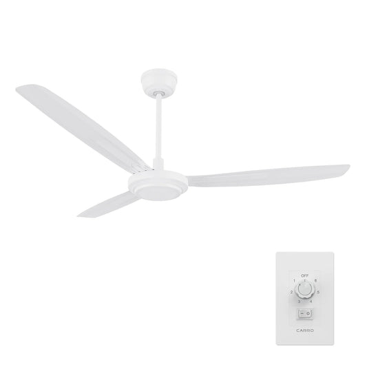 Carro Oberon 56in 3-Blade Ceiling Fan | Industrial White Metal | Living Room & Bedroom with High Ceilings | 18.3 x 56 x 56 in | Model CFW563Z1-N10-W1-1