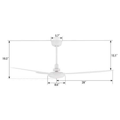 Carro Oberon 56in 3-Blade Ceiling Fan | Industrial White Metal | Living Room & Bedroom with High Ceilings | 18.3 x 56 x 56 in | Model CFW563Z1-N10-W1-1