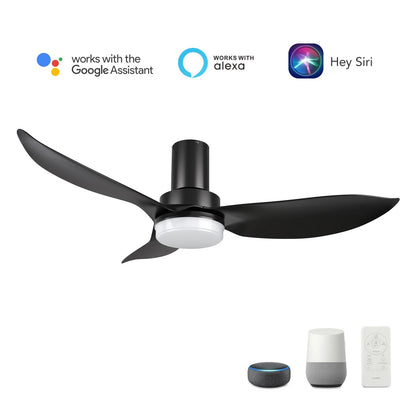 Carro Ryna 36in 3-Blade Flush Smart Ceiling Fan | Modern Black PP with LED Light | Bedroom & Small Living Room | 11.2 x 36 x | Model SFR363V2-L12-B2-1-FM