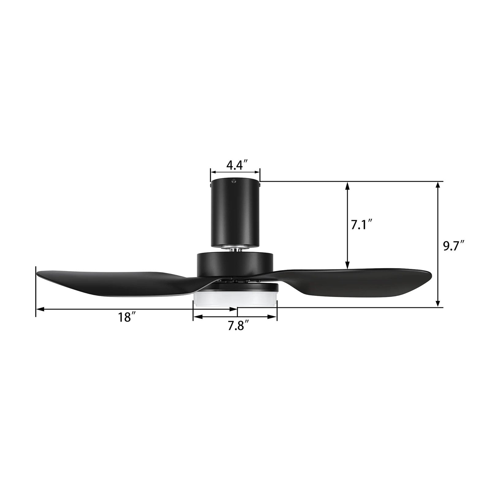 Carro Ryna 36in 3-Blade Flush Smart Ceiling Fan | Modern Black PP with LED Light | Bedroom & Small Living Room | 11.2 x 36 x | Model SFR363V2-L12-B2-1-FM