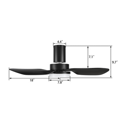 Carro Ryna 36in 3-Blade Flush Smart Ceiling Fan | Modern Black PP with LED Light | Bedroom & Small Living Room | 11.2 x 36 x | Model SFR363V2-L12-B2-1-FM