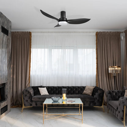 Carro Ryna 36in 3-Blade Flush Smart Ceiling Fan | Modern Black PP with LED Light | Bedroom & Small Living Room | 11.2 x 36 x | Model SFR363V2-L12-B2-1-FM