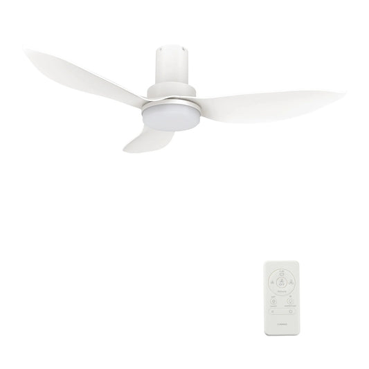 Carro Ryna 36in 3-Blade Flush Smart Ceiling Fan | Modern White PP with LED Light | Bedroom & Small Living Room | 11.2 x 36 x | Model SFR363V2-L12-W1-1-FM