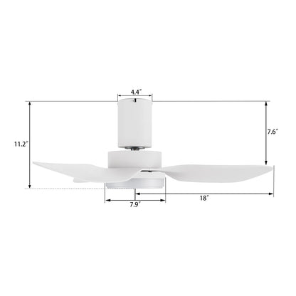 Carro Ryna 36in 3-Blade Flush Smart Ceiling Fan | Modern White PP with LED Light | Bedroom & Small Living Room | 11.2 x 36 x | Model SFR363V2-L12-W1-1-FM
