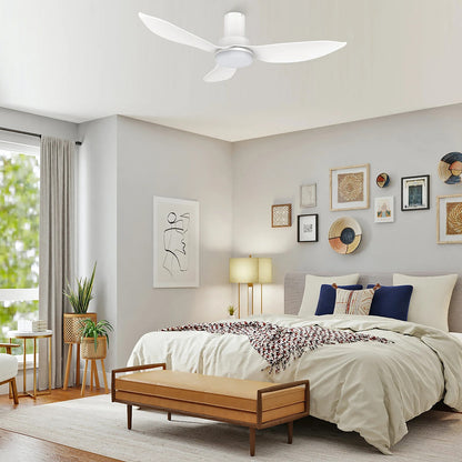 Carro Ryna 36in 3-Blade Flush Smart Ceiling Fan | Modern White PP with LED Light | Bedroom & Small Living Room | 11.2 x 36 x | Model SFR363V2-L12-W1-1-FM