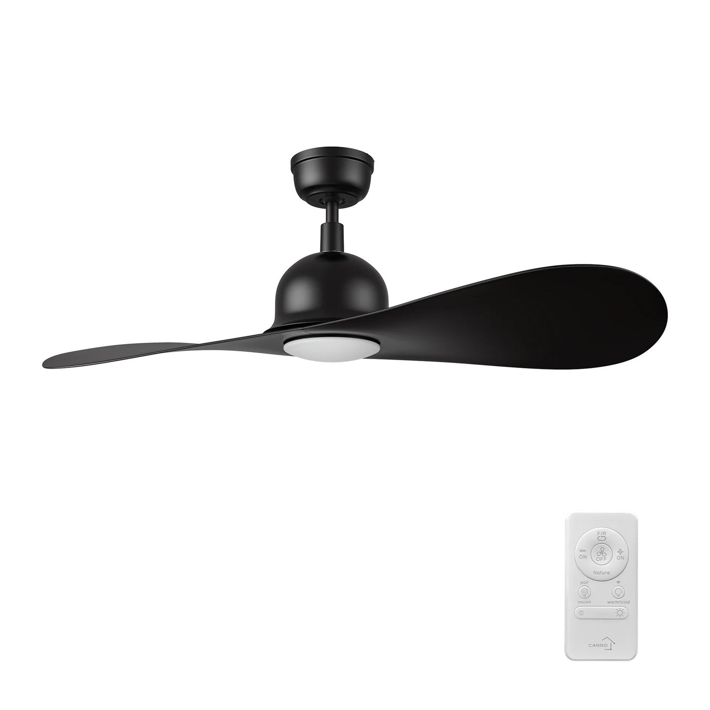 Carro Mako 42in 2-Blade Smart Ceiling Fan | Modern Black ABS and Integrated LED | Living Room & Bedroom | 13.6 x 42 x 42 in | Model SFR422G2-L11-B2-1