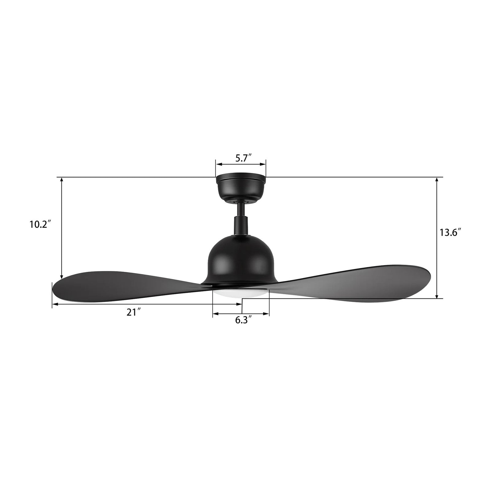 Carro Mako 42in 2-Blade Smart Ceiling Fan | Modern Black ABS and Integrated LED | Living Room & Bedroom | 13.6 x 42 x 42 in | Model SFR422G2-L11-B2-1