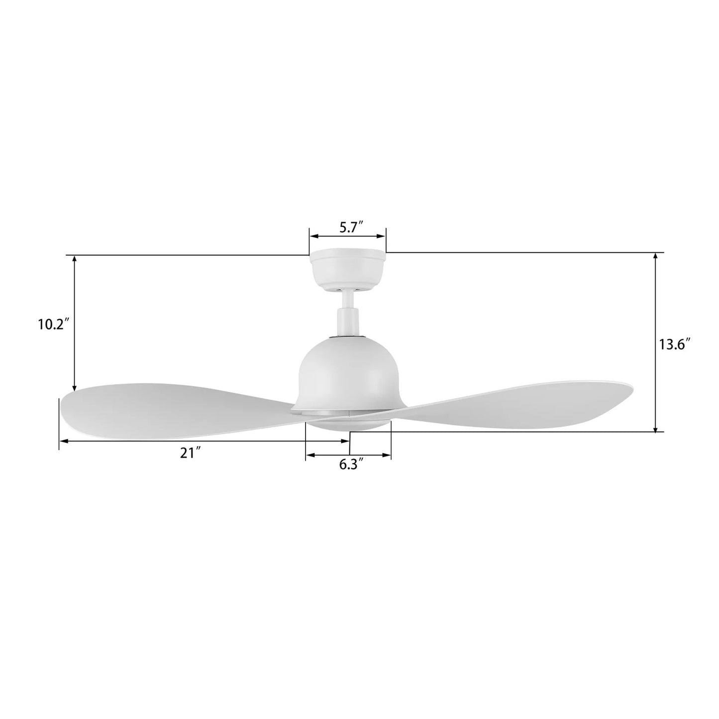 Carro Mako 42in 2-Blade Smart Ceiling Fan | Modern White ABS and Integrated LED | Living Room & Bedroom | 13.6 x 42 x 42 in | Model SFR422G2-L11-W1-1