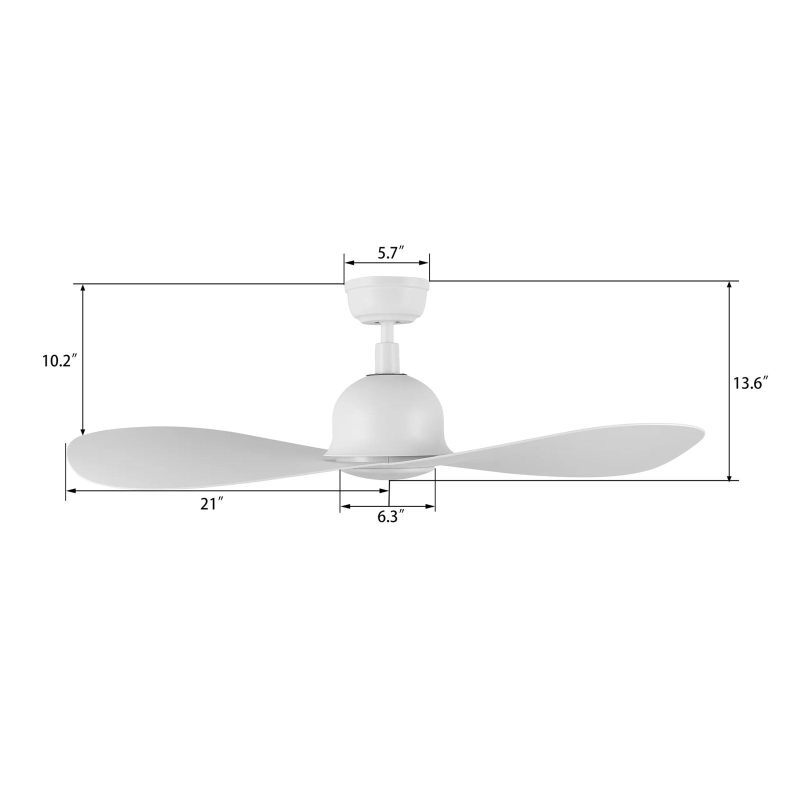 Carro Mako 42in 2-Blade Smart Ceiling Fan | Modern White ABS and Integrated LED | Living Room & Bedroom | 13.6 x 42 x 42 in | Model SFR422G2-L11-W1-1