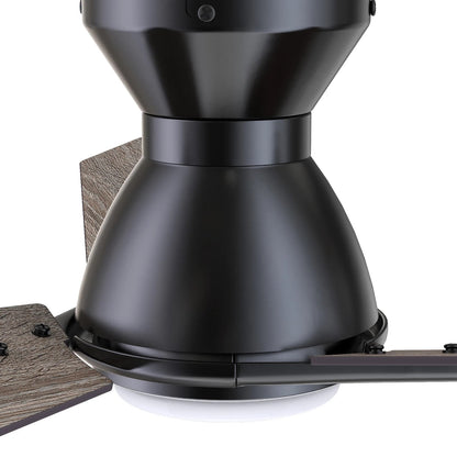 Carro Calen 44in 3-Blade Flush Mount Smart Ceiling Fan | Modern Black Barnwood Plywood and Integrated LED | Living Room & | Model SFR443J3-L11-BS-1-FM