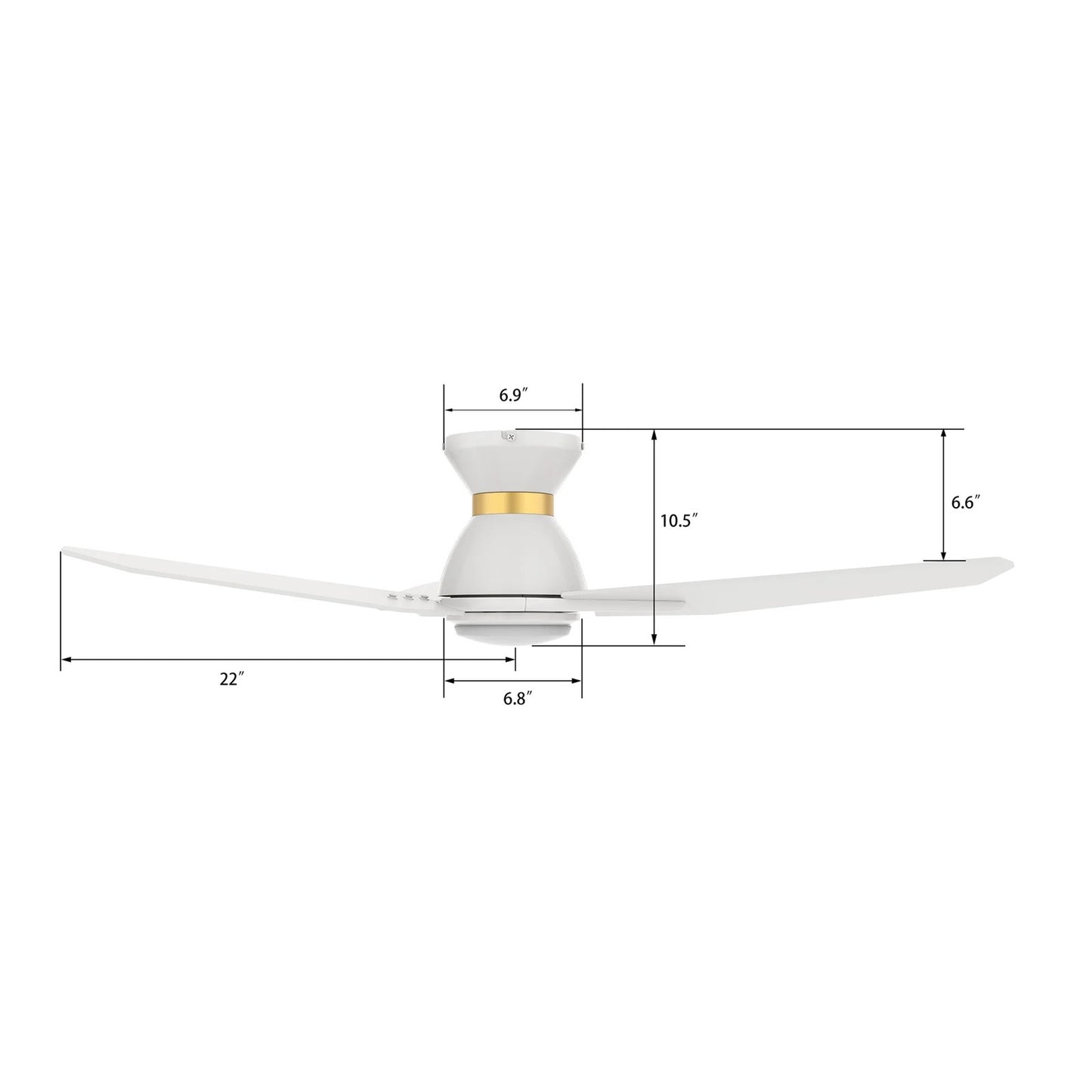 Carro Calen 44in 3-Blade Flush Smart Ceiling Fan | Modern White Gold Plywood | Living Room & Bedroom | 44 x 44 x 10.4 in | Model SFR443J3-L11-W1-1-FMA