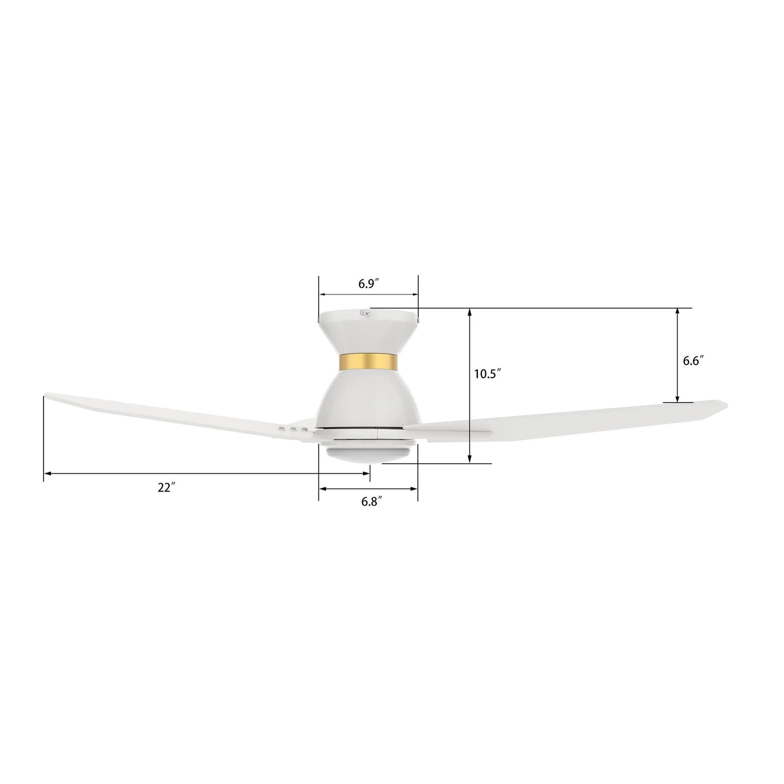 Carro Calen 44in 3-Blade Flush Smart Ceiling Fan | Modern White Gold Plywood | Living Room & Bedroom | 44 x 44 x 10.4 in | Model SFR443J3-L11-W1-1-FMA