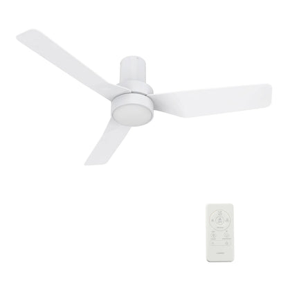 Carro Porter 44in 3-Blade Flush Smart Ceiling Fan | Modern White ABS | Living Room & Bedroom | 44 x 44 x 11.7 in | Model SFR443N2-L11-W1-1-FM