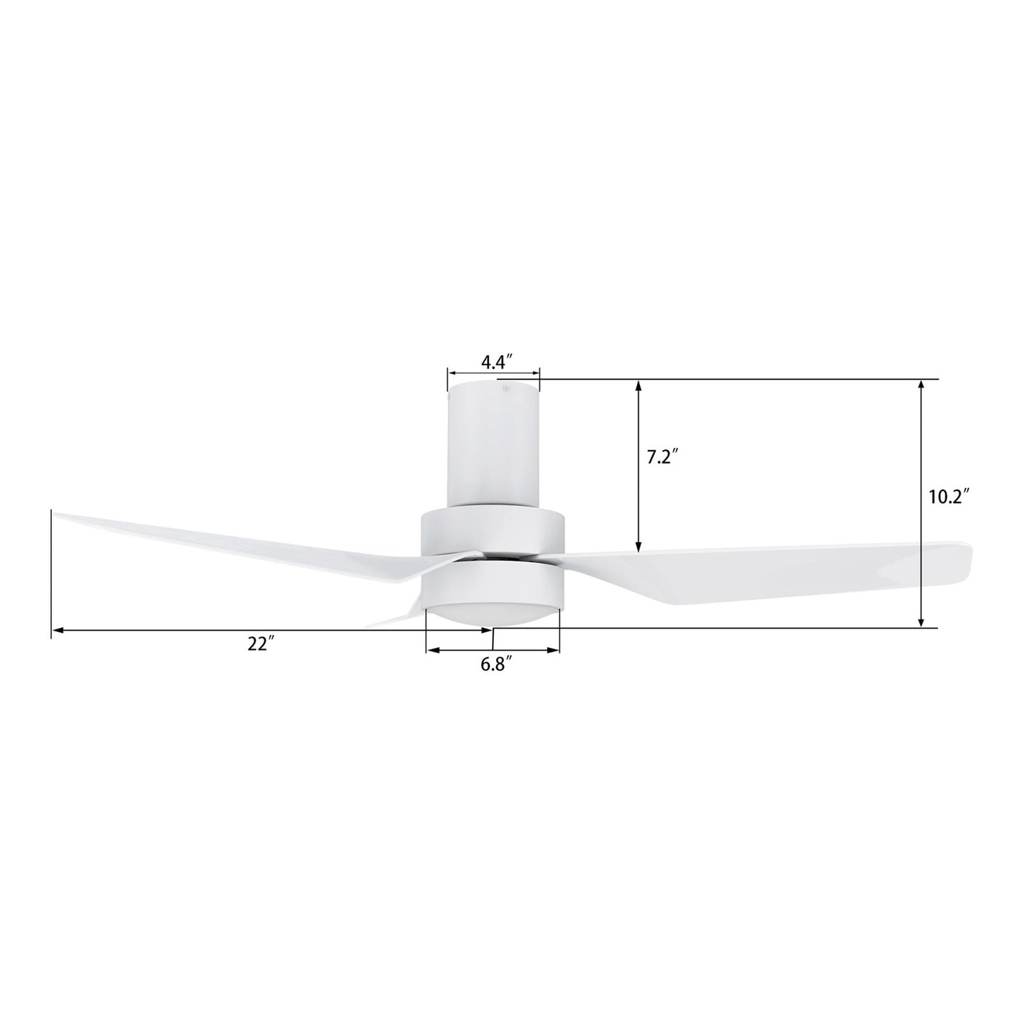 Carro Porter 44in 3-Blade Flush Smart Ceiling Fan | Modern White ABS | Living Room & Bedroom | 44 x 44 x 11.7 in | Model SFR443N2-L11-W1-1-FM