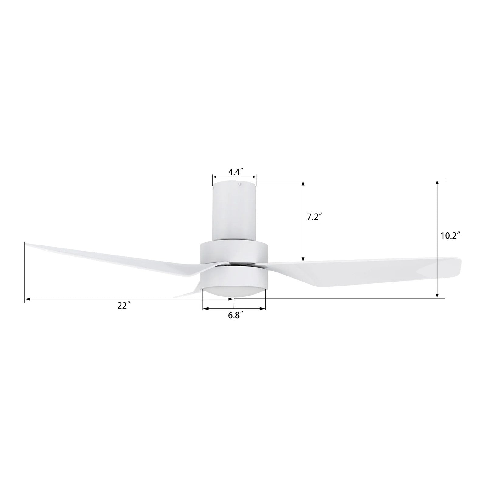 Carro Porter 44in 3-Blade Flush Smart Ceiling Fan | Modern White ABS | Living Room & Bedroom | 44 x 44 x 11.7 in | Model SFR443N2-L11-W1-1-FM