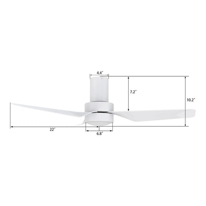 Carro Porter 44in 3-Blade Flush Smart Ceiling Fan | Modern White ABS | Living Room & Bedroom | 44 x 44 x 11.7 in | Model SFR443N2-L11-W1-1-FM