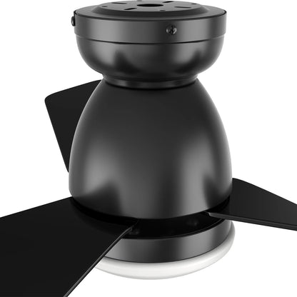 Carro Kensee 44in 3-Blade Flush Smart Ceiling Fan | Modern Black ABS | Living Room & Bedroom | 44 x 44 x 11 in | Model SFR443N5-L12-B2-1-FM