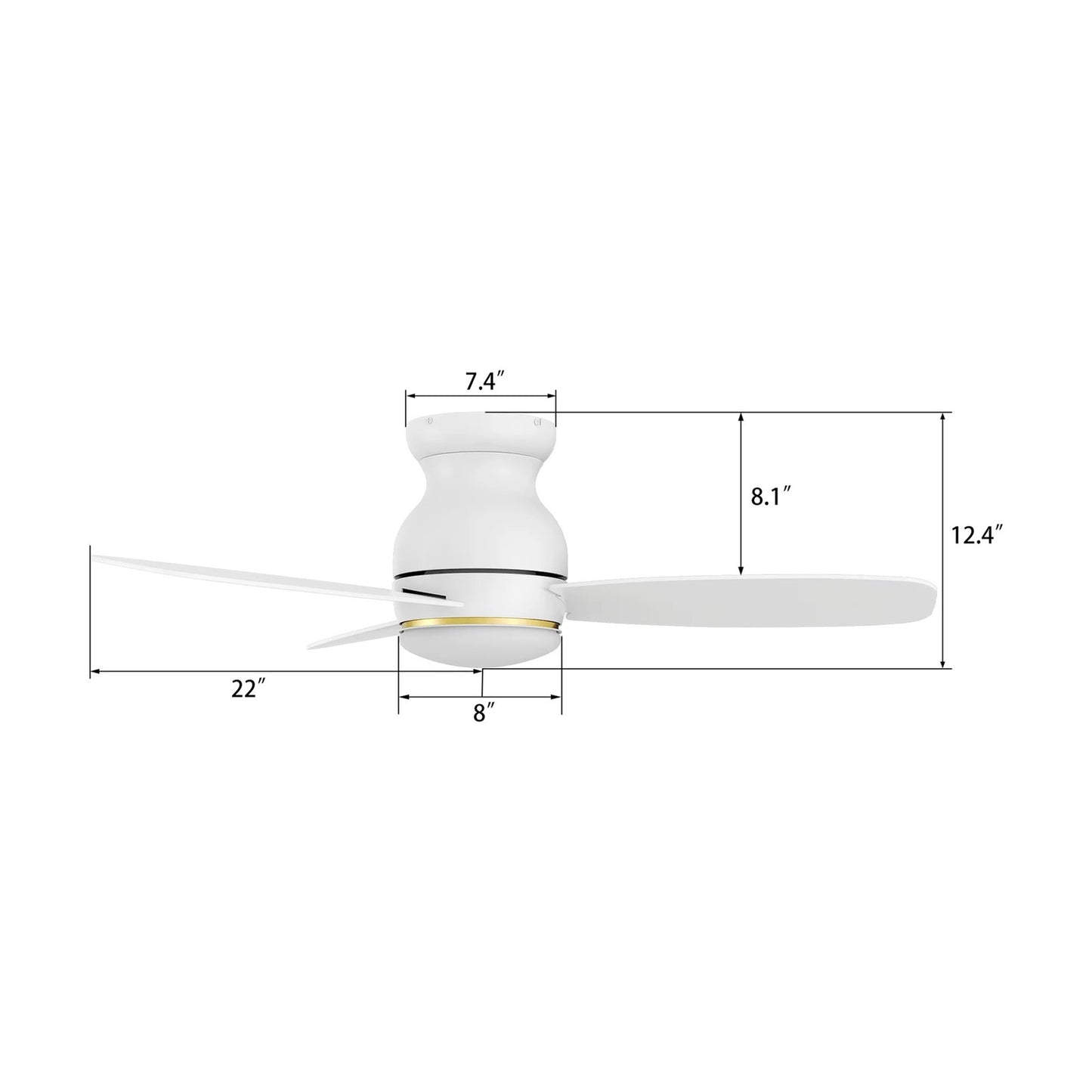 Carro Trento 44in 3-Blade Flush Mount Smart Ceiling Fan | White Motor and White Plywood Blades | Living Room & Covered Patio | Model SFR443Q-L12-W1-1-FM