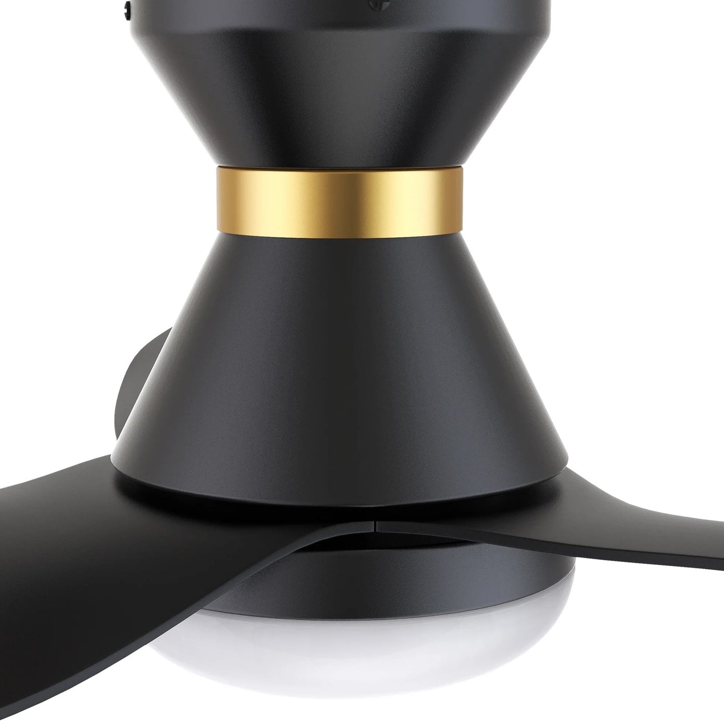 Carro Ryatt 45in 3-Blade Flush Mount Smart Ceiling Fan with LED | Modern Black Gold ABS | Small Bedroom & Office | 45 x 45 x | Model SFR453V-L22-B2-1-FMA