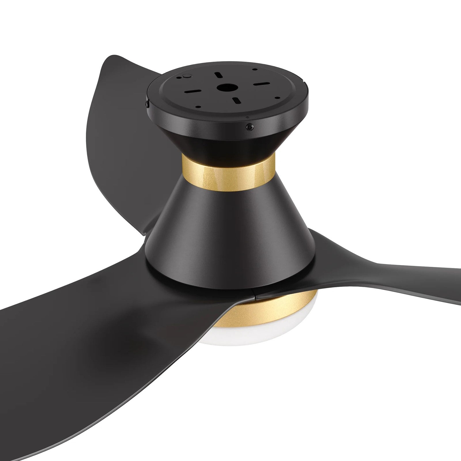 Carro Ryatt 45in 3-Blade Flush Mount Smart Ceiling Fan with LED | Modern Black Gold ABS | Small Bedroom & Office | 45 x 45 x | Model SFR453V-L22-B2-1-FMA