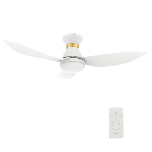 Carro Ryatt 45in 3-Blade Flush Mount Smart Ceiling Fan with LED | Modern White Gold ABS | Small Bedroom & Office | 45 x 45 x | Model SFR453V-L22-W1-1-FMA