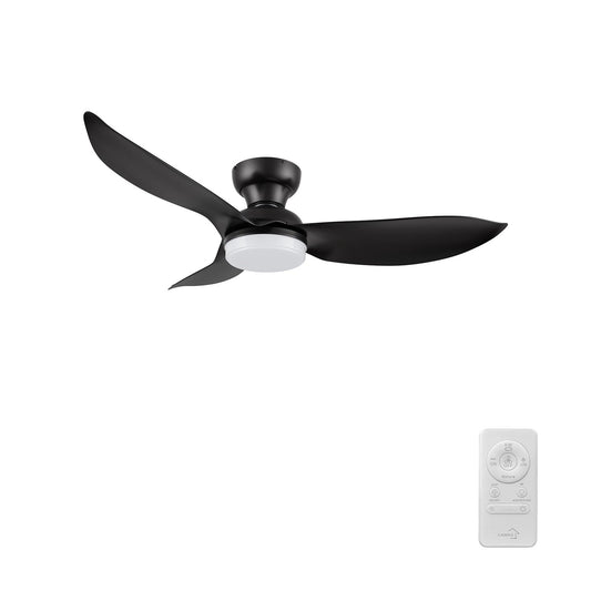 Carro Upton 45in 3-Blade Flush Mount Smart Ceiling Fan | Black ABS Blades and Black Motor | Living Room & Bedroom | 45 x 45 x | Model SFR453V1-L12-B2-1-FM