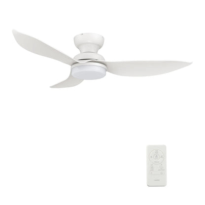 Carro Upton 45in 3-Blade Flush Smart Ceiling Fan | Modern White ABS and Integrated LED | Indoor Living Room & Bedroom | 9.2 x | Model SFR453V1-L12-W1-1-FM